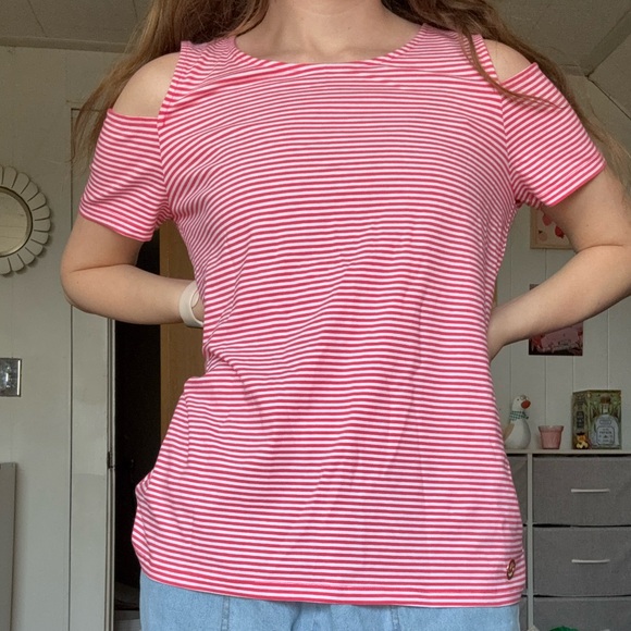 MICHAEL Michael Kors Tops - MICHAEL Michael Kors Pink Ruffled Cut Out Tank Top